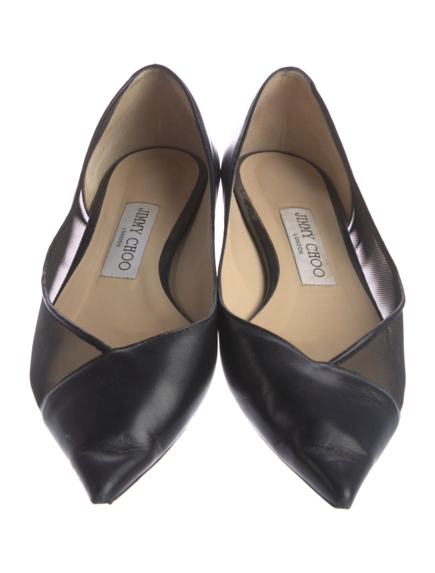Jimmy Choo Leather Mesh Accents Ballet Flats